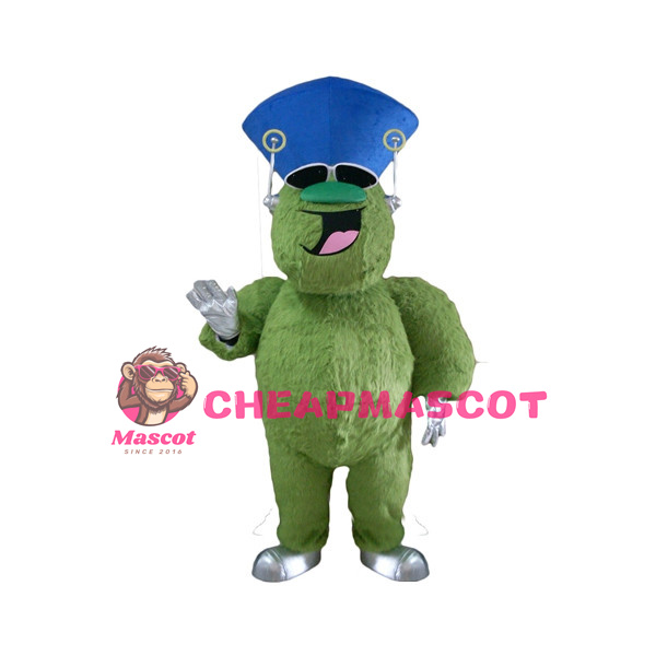Cool Cartoon Green Furry Monster Mascot Costume 