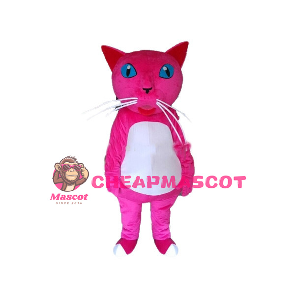 Adult Cartoon Rose Red Cat Mascot Costume 