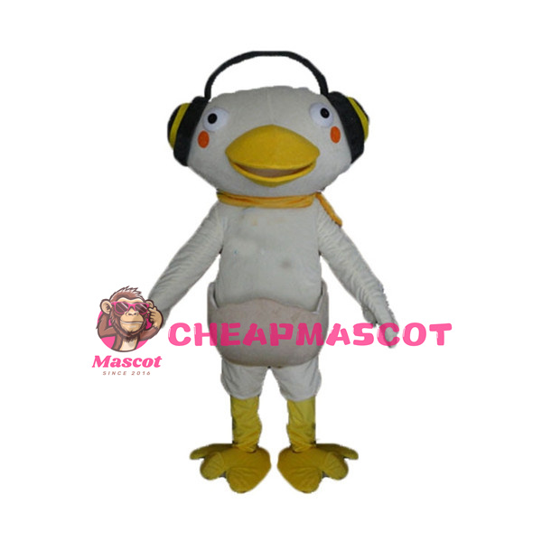 Cartoon Music Beige Duck In Broken Eggshell Mascot Costume 