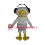 Cartoon Music Beige Duck In Broken Eggshell Mascot Costume 