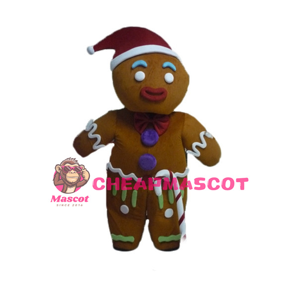 Christmas Brown Gingerbread Man Mascot Adult Costume 
