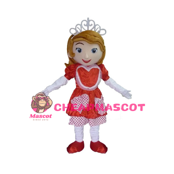 Beautiful Princess Sofia In Red Dress Mascot Costume	