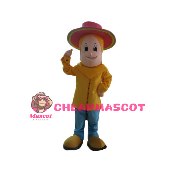 Smiling Girl With Pink Hat Mascot Costume