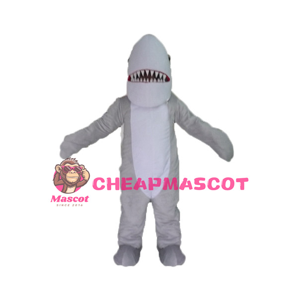Fierce Grey Shark Mascot Costume