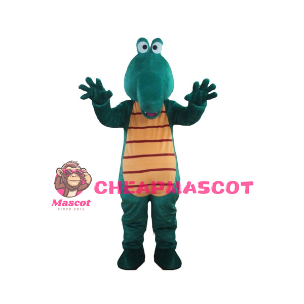 Cartoon Green Crocodile Mascot Adult Costume