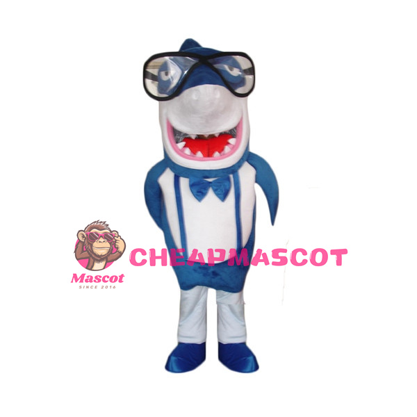 Mr. Blue Shark Cartoon Mascot Costume