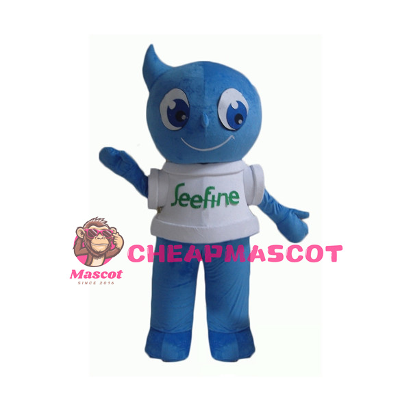 Cartoon Blue Water Drop Man Mascot Adult Costume 