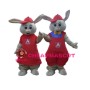 Adult Plush Brown Couple Rabbit Mascot Costume