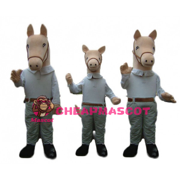 Farm Beige Horse Mascot Adult Costume