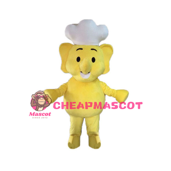 Cute Cartoon Yellow Chef Elephant Lightweight Mascot Adult Costume 