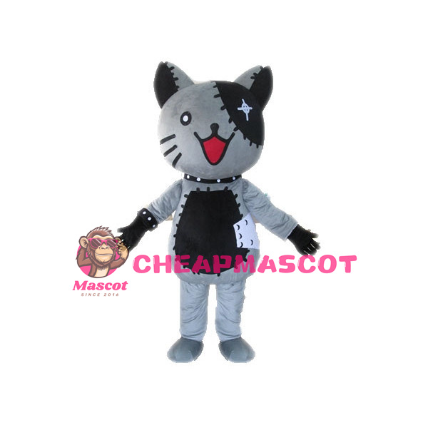 Cute Cartoon Gray Beggar Cat Mascot Adult Costume