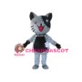 Cute Cartoon Gray Beggar Cat Mascot Adult Costume