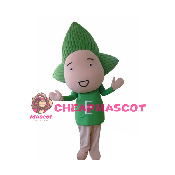 Cute Cartoon Green Leaf Boy Mascot Adult Costume