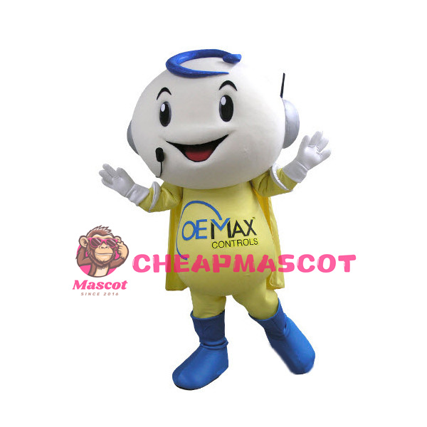 Smiling Cartoon Telemarketer Boy Mascot Adult Costume