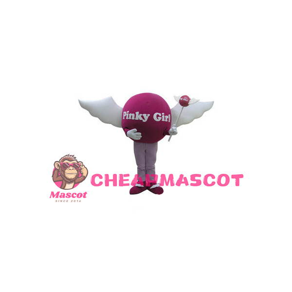 Cartoon Pinky Girl With Wings Mascot Adult Costume