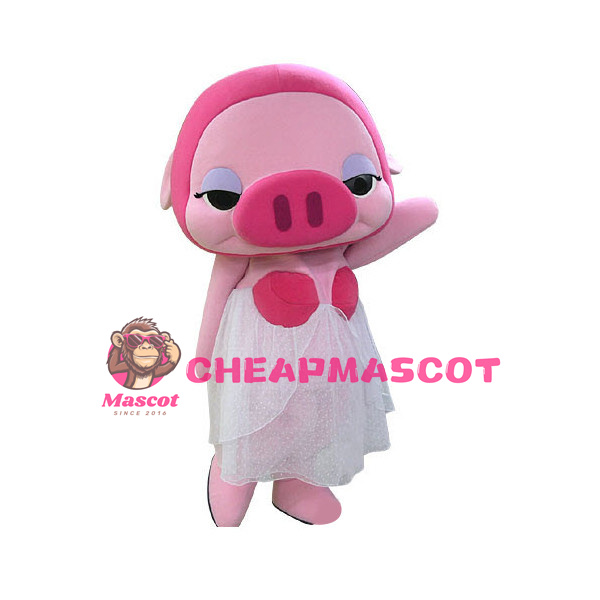 Cute Cartoon Pink Pig Girl Mascot Costume