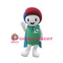 Smiling Colored Hair Snowman Mascot Adult Costume