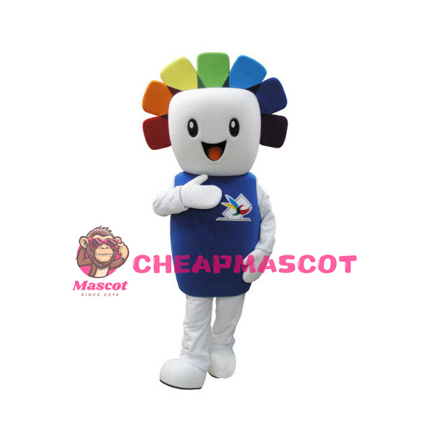 Cute Square Face Snowman Mascot Adult Costume