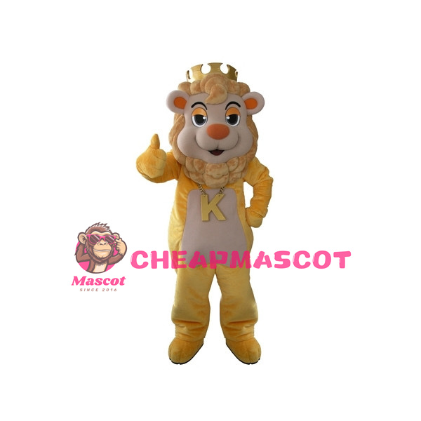 Cartoon Yellow King Lion Mascot Costume