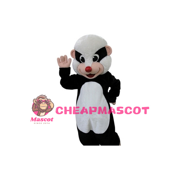 Adult Black & white Rat With Red Nose Mascot Costume