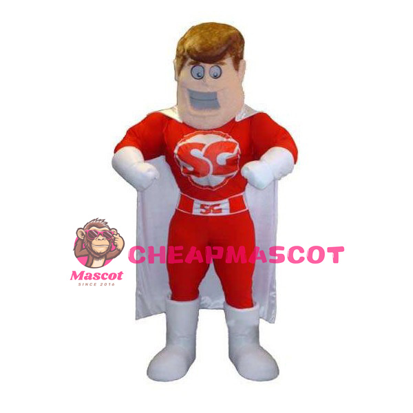 Muscle Superhero In Red Mascot Adult Costume