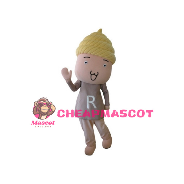 Friendly Boy With Poop On Head Cartoon Mascot Adult Costume