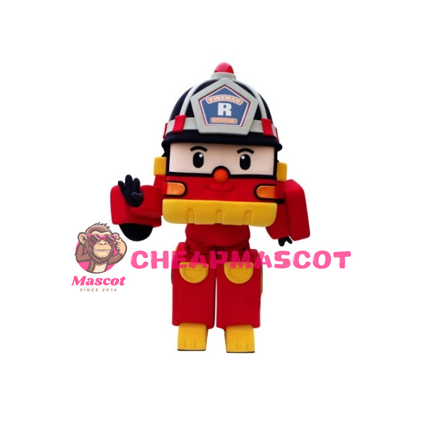 Adult Cartoon Roy the Red Fire Truck Mascot Adult Costume