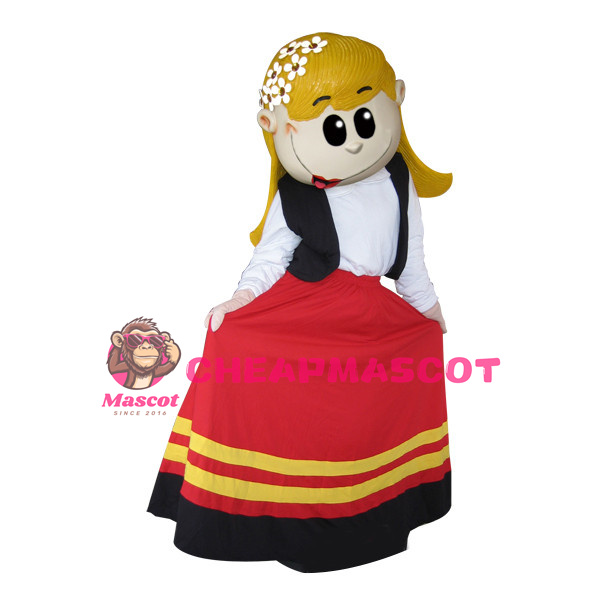 Beautiful Yellow-haired Female Dancer Mascot Costume