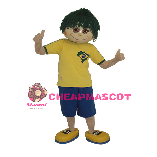 Friendly Green Hair Boy Mascot Costume