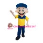 Smiling Boy In Blue Hat Mascot Adult Costume