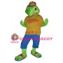 Green Dinosaur Cartoon Mascot Adult Costume