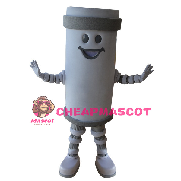 White & Gray Battery Cartoon Mascot Adult Costume