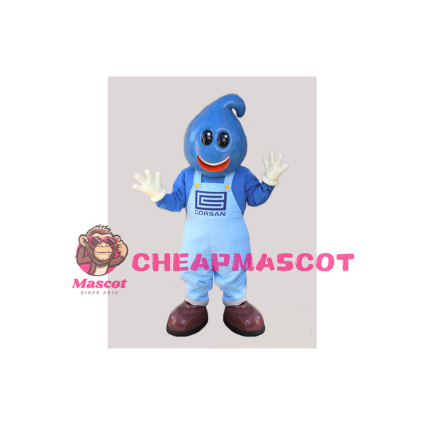 Smiling Blue Water Drop Cartoon Mascot Adult Costume