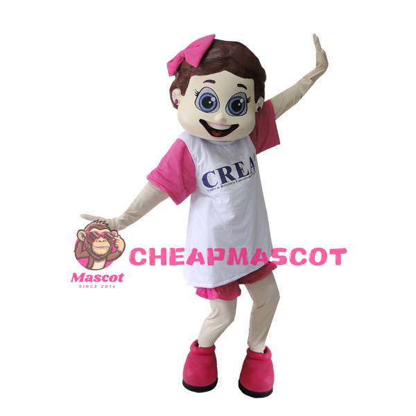 Pretty Girl Wearing A Bow Mascot Costume