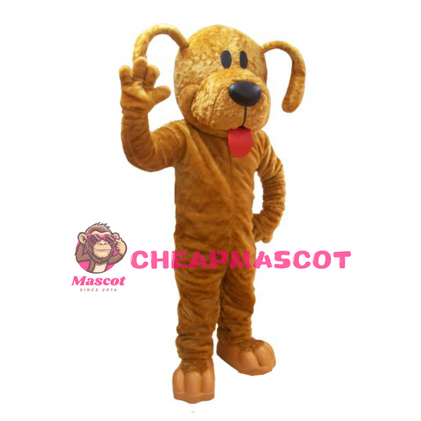 Yellow Dog With Its Tongue Out Mascot Adult Costume