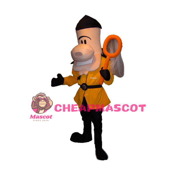 Big Nose Boy Holding Flutter Net Mascot Costume