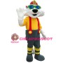 Fireman White Cat Mascot Costume