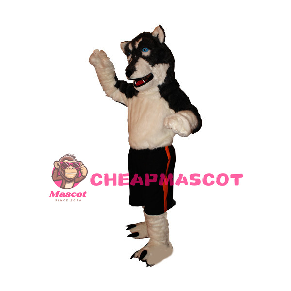 Adult Plush Black Husky Mascot Costume