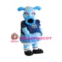 Blue O-shaped Mouth Monster Mascot Adult Costume