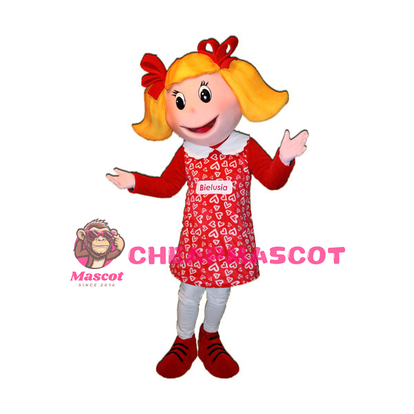 Girl With Ponytail Mascot Adult Costume 