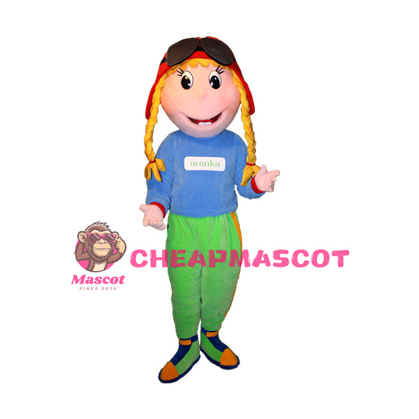 Girl With Two Braids Mascot Adult Costume 