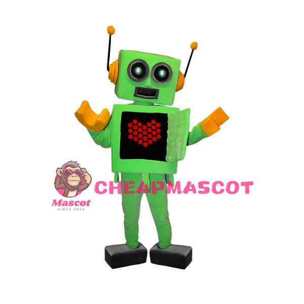 Green Robot Mascot Adult Costume 