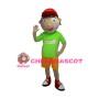 Shy Boy Wearing Red Peaked Cap Mascot Adult Costume 