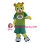 Cute Cartoon Yellow Bear In Green Mascot Adult Costume 