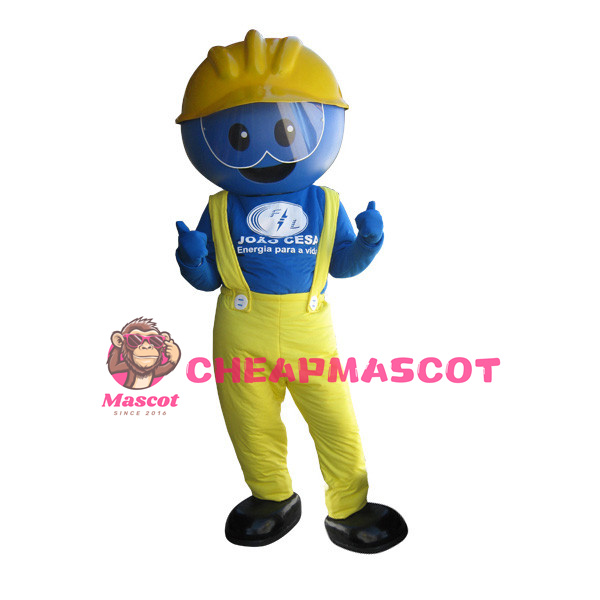 Cartoon Blue Face Engineer Mascot Adult Costume 