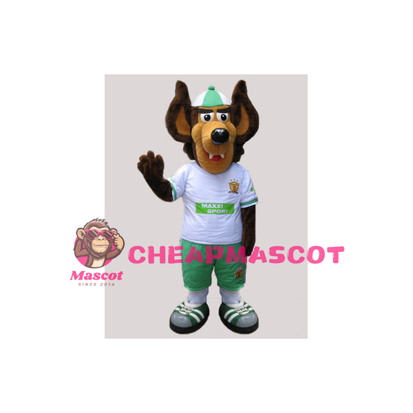 Smiling Brown Dog With Big Ears Mascot Adult Costume 