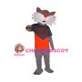 Friendly Gray Fox With Red Nose Mascot Costume 