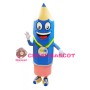 Smiling Cartoon Blue Pencil Mascot Adult Costume