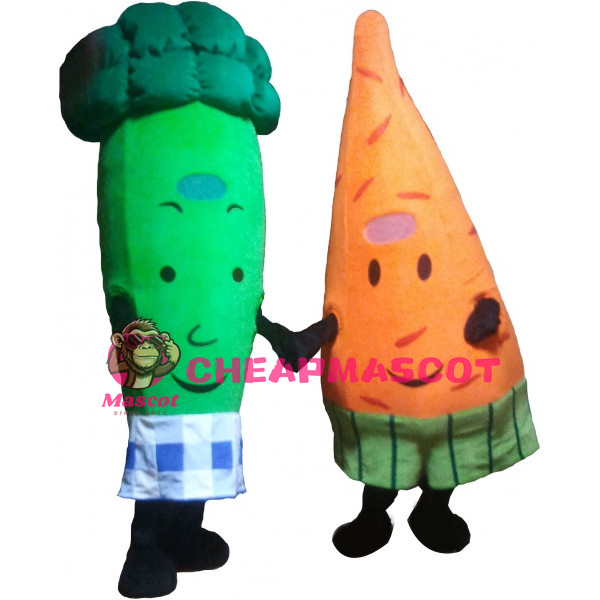 Adult Size Cartoon Carrot And Greens Mascot Costume