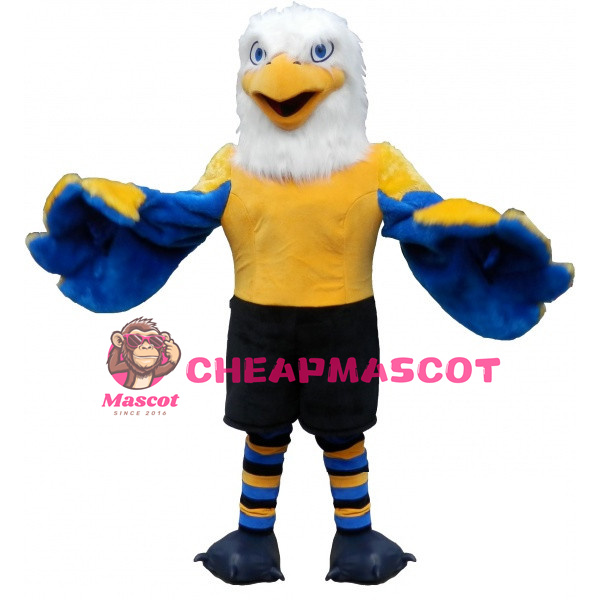 Adult Plush Blue & Yellow Eagle Mascot Adult Costume